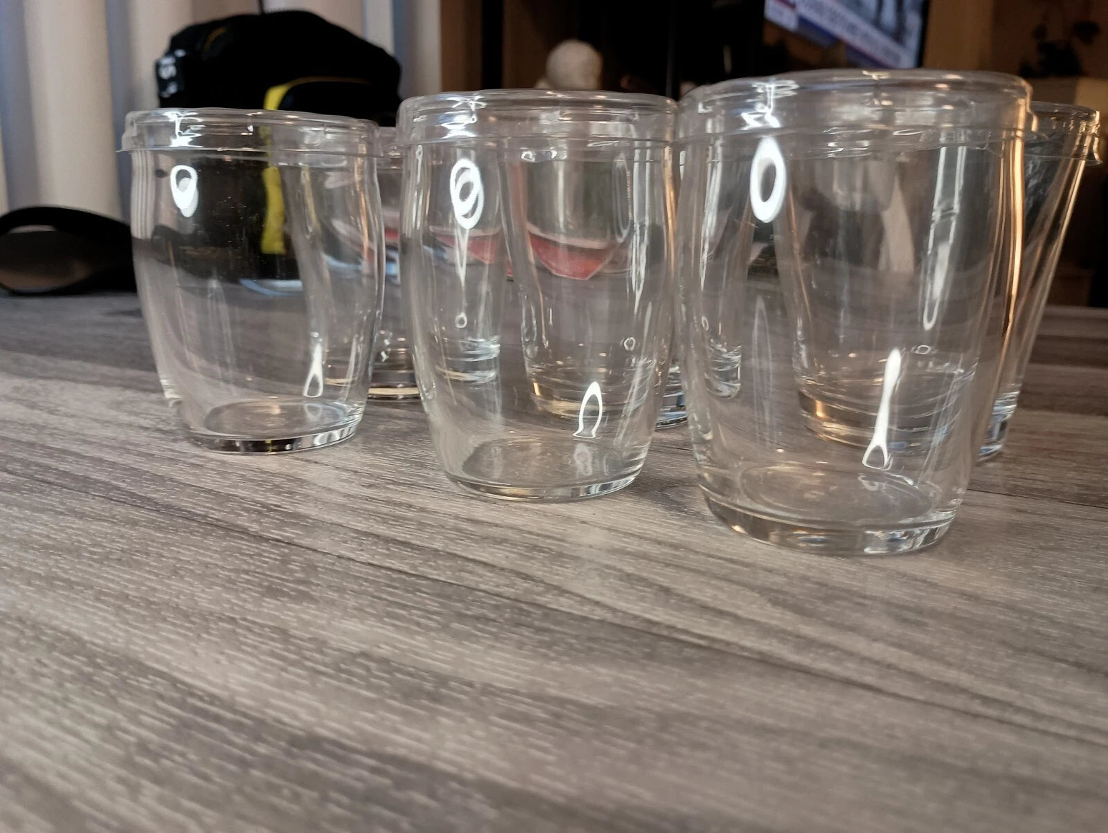 3 Mini Glass Jars And 3 Mini Glass Cups All With Plastic Lids Same Day Shipping! | eBay