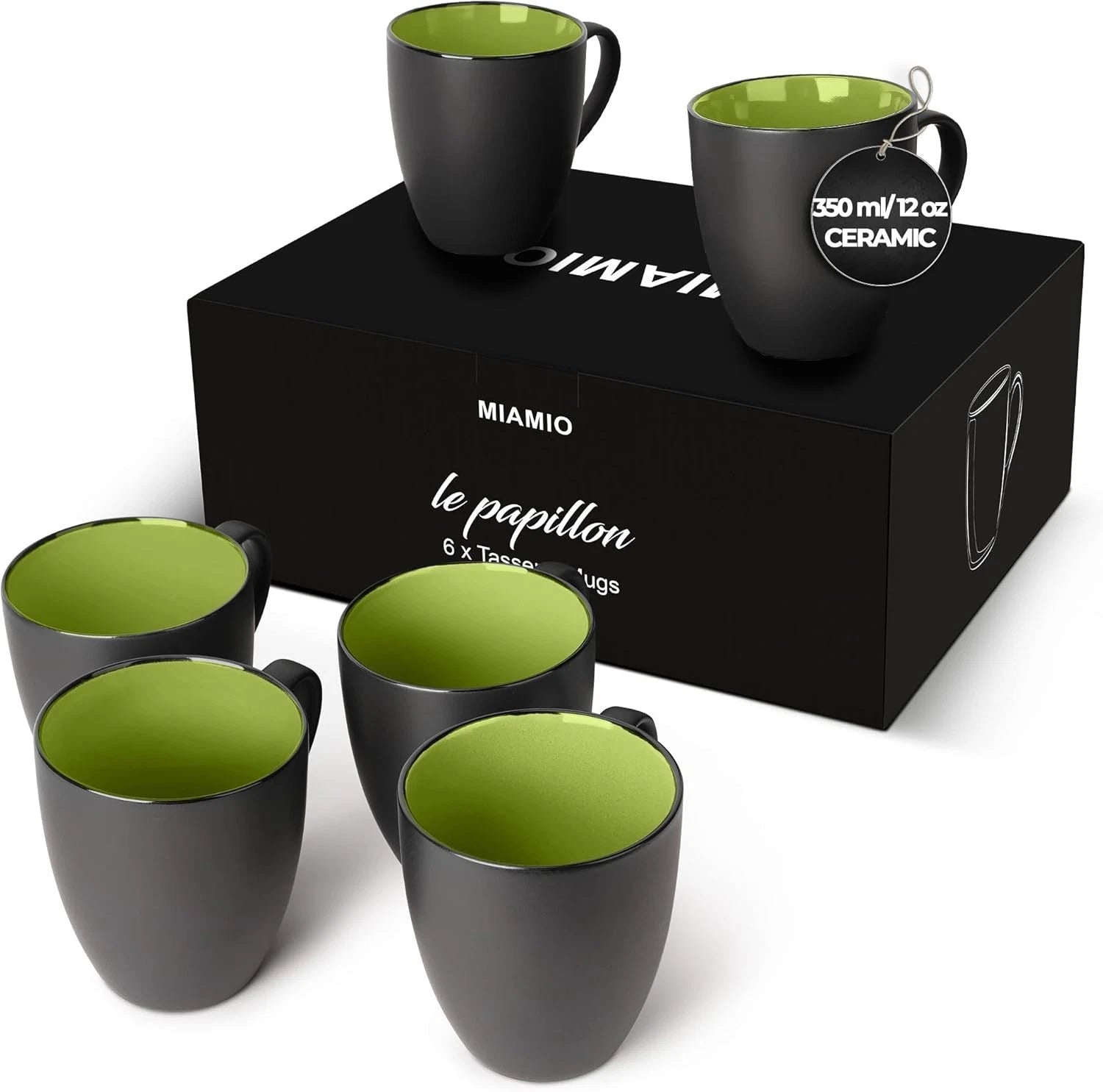 Set of 6 Stoneware Coffee Mugs 12 Oz Reusable Dishwasher Safe Modern Design | eBay