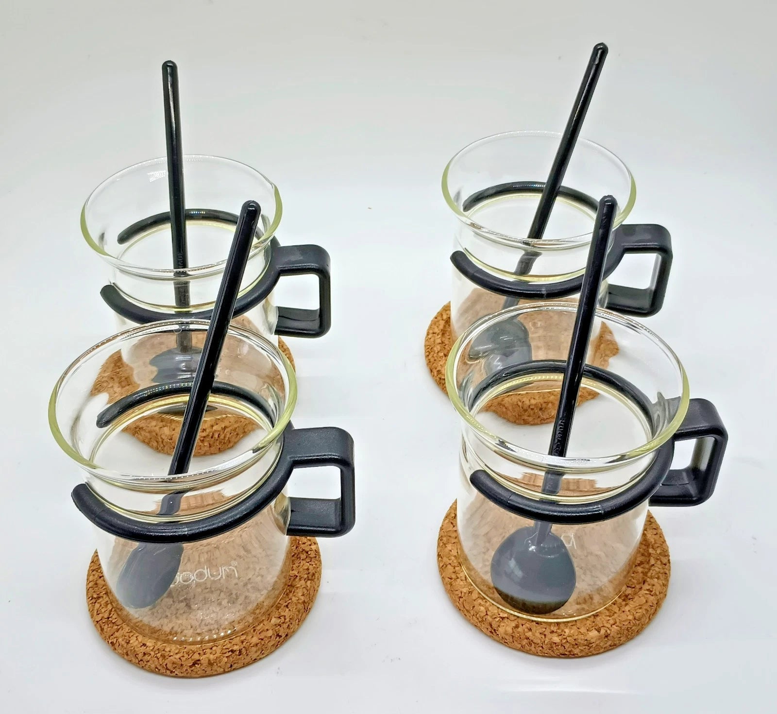 Bodum Bistro Coffee Cups Original Black Picard Mugs Coasters Spoons Set of 4 | eBay