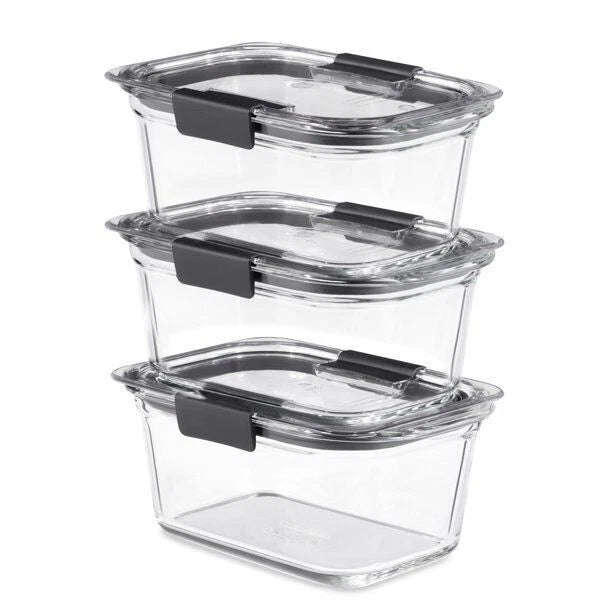 Rubbermaid Brilliance Glass Food Storage Containers, Leak Proof, 3 Pack, 4.7-Cup | eBay