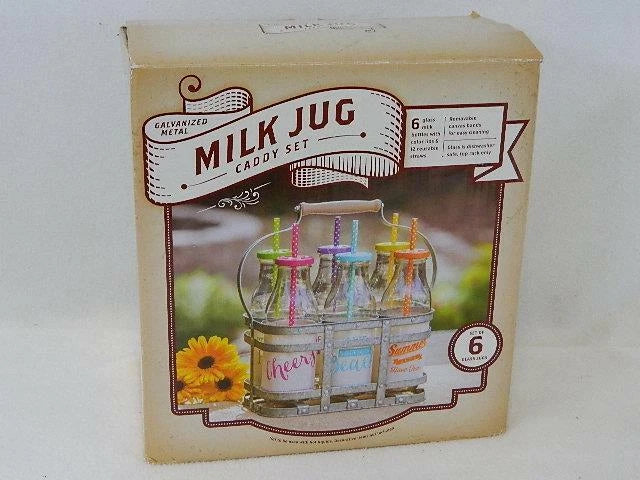 Milk Jug Bottle Party Drinking Set - NEW Super Cute Galvanized Carrying Caddy | eBay