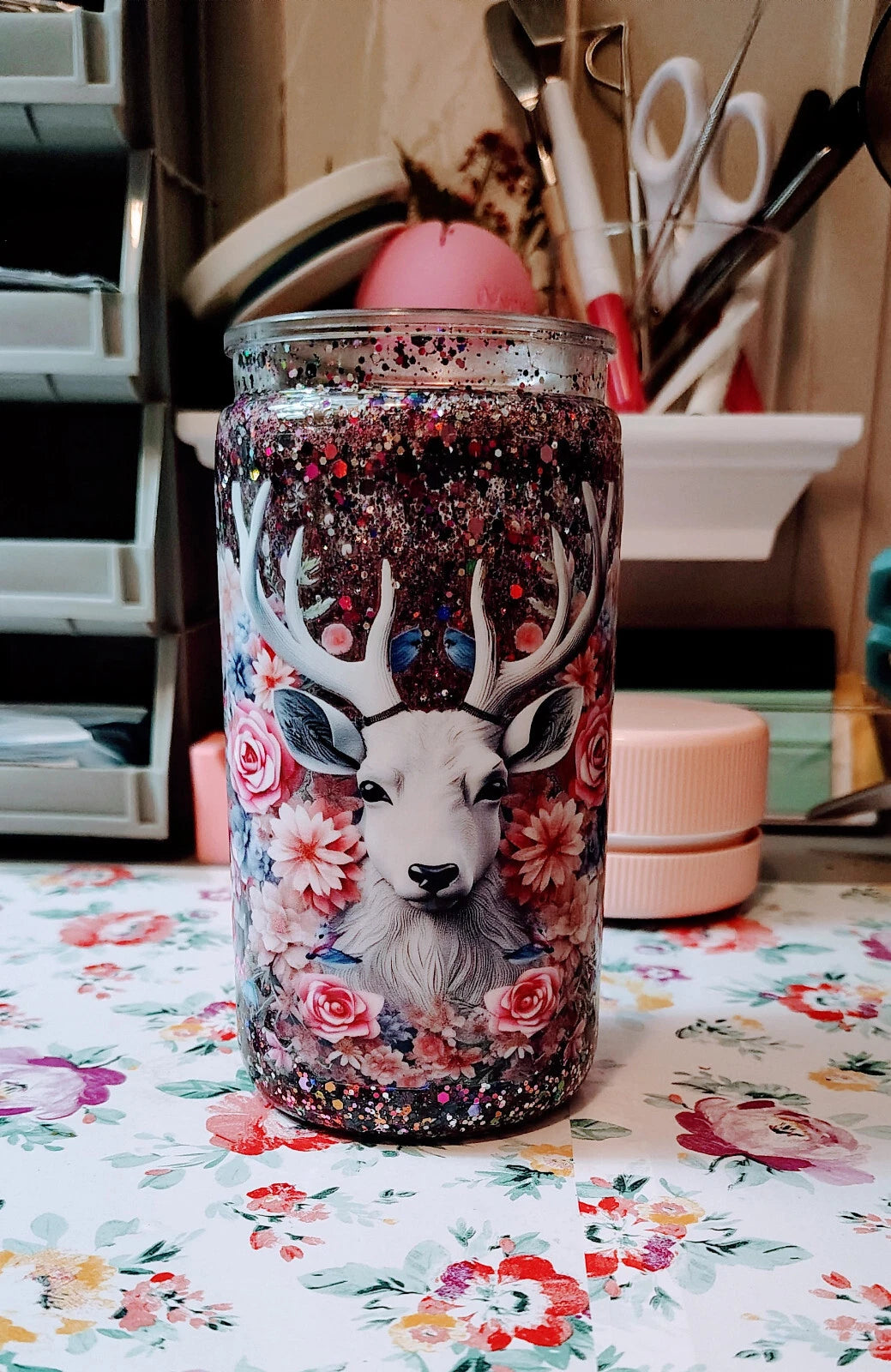 16 oz Tumbler Deer/Flowers/Glitter/Snowglobe | eBay