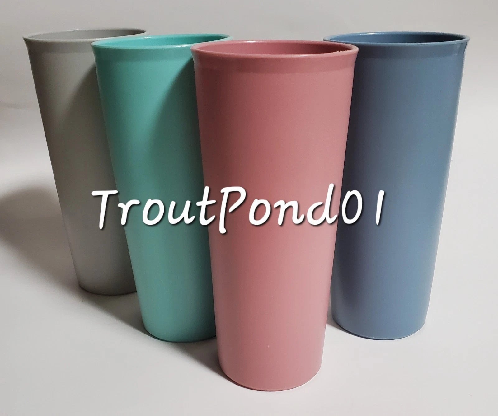 Vtg Tupperware Tumblers USA Straight Sided Stacking Set 4 Country Pastels 16 oz | eBay