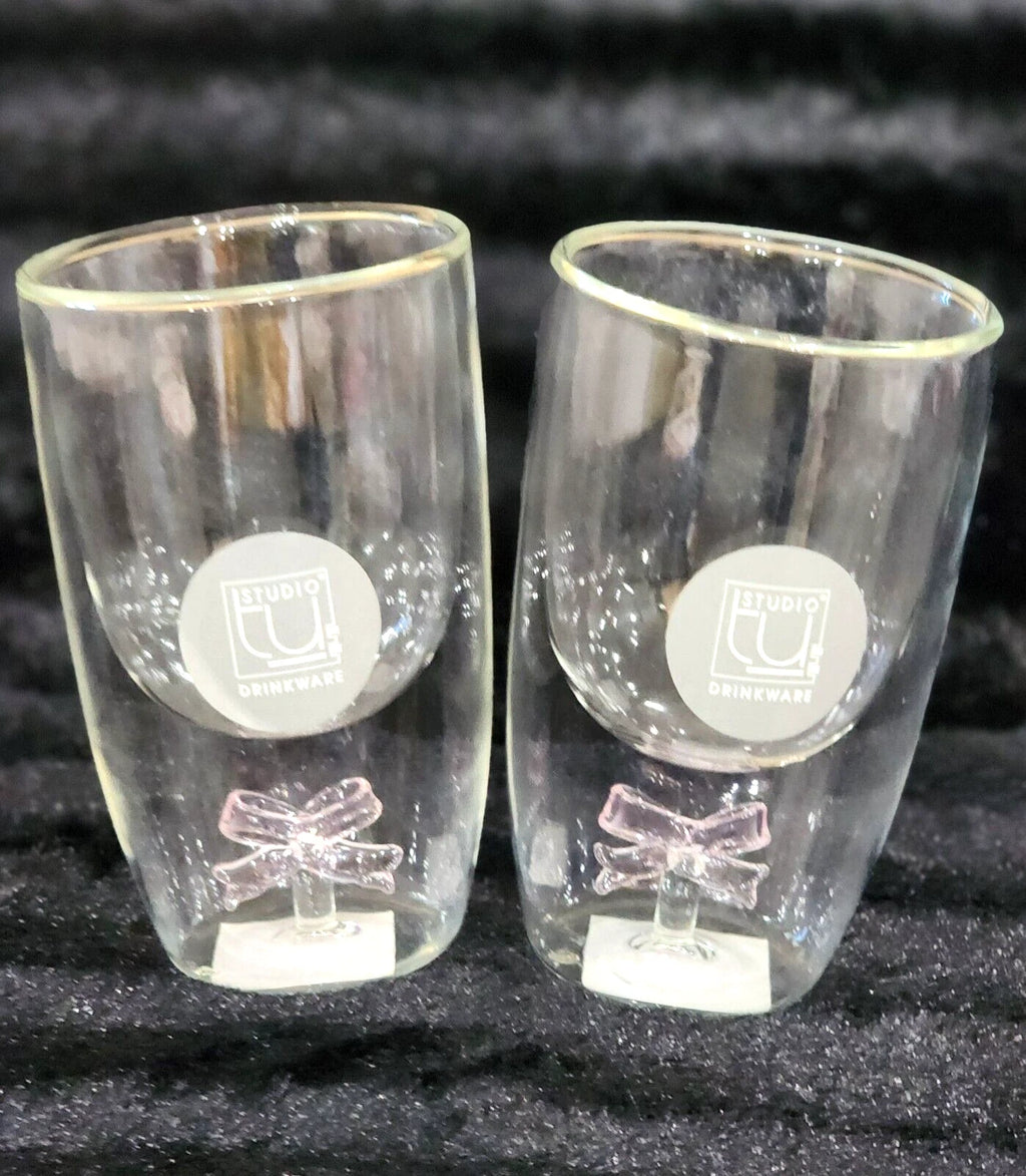 2 Studio Tu PINK BOW Icon Dbl Wall Acrylic Mug Cup 6" Coquette 12 oz Glass Bride | eBay
