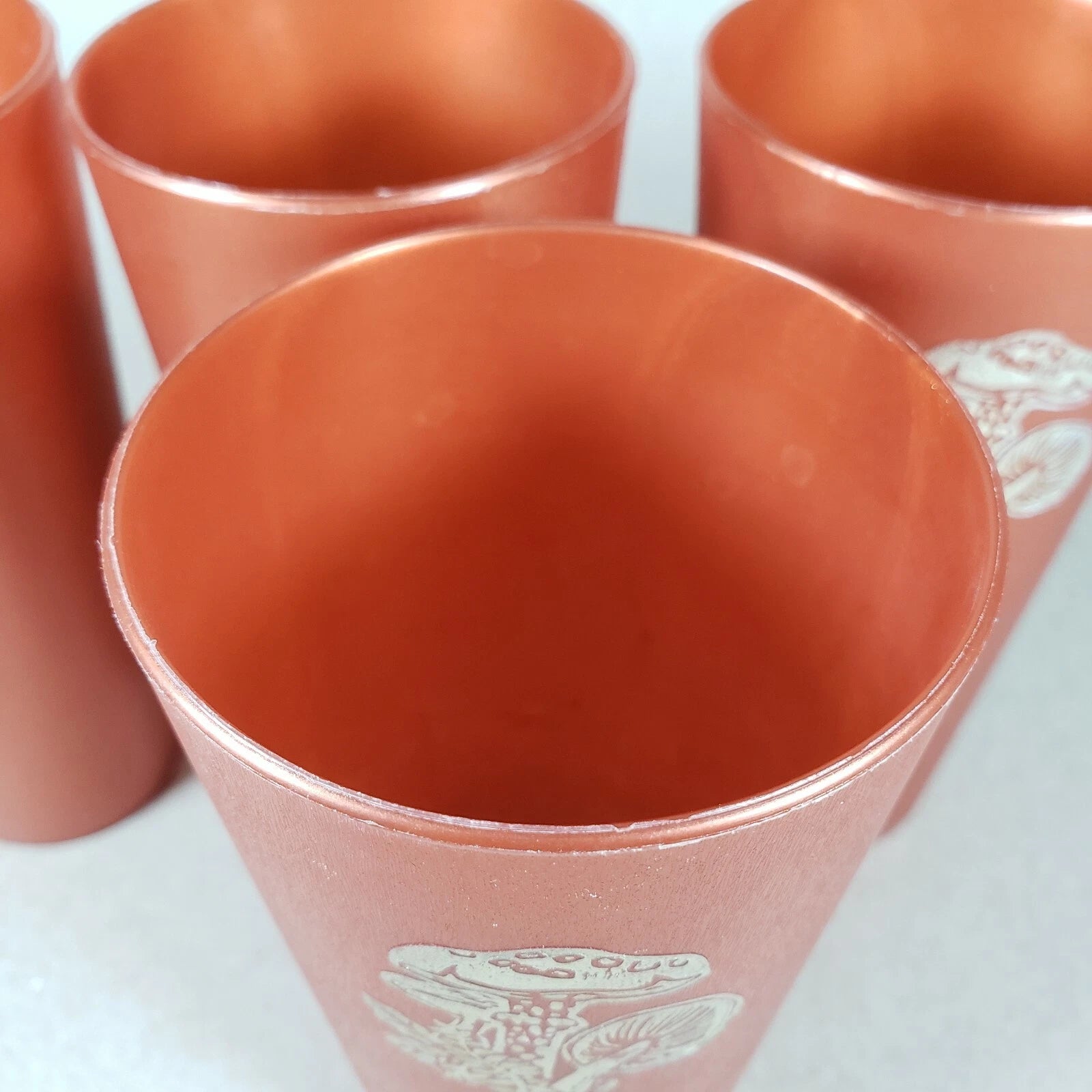 4 Vintage Nasco Silver Mushrooms on Copper Plastic Drinking Cups Tumblers 1970s | eBay