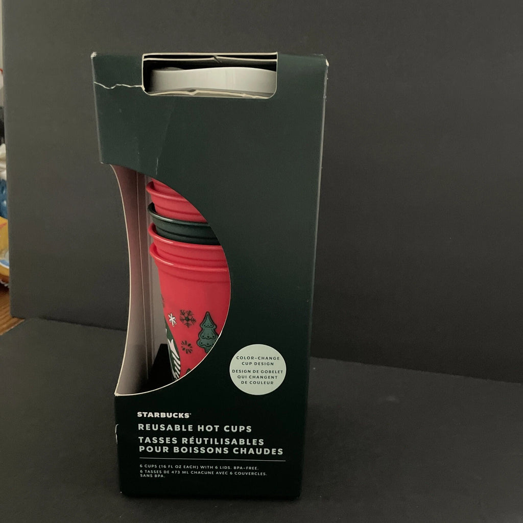 2022 Holiday Starbucks 6 Reusable 16oz Hot Cups w/ Lids Christmas Brand New G | eBay