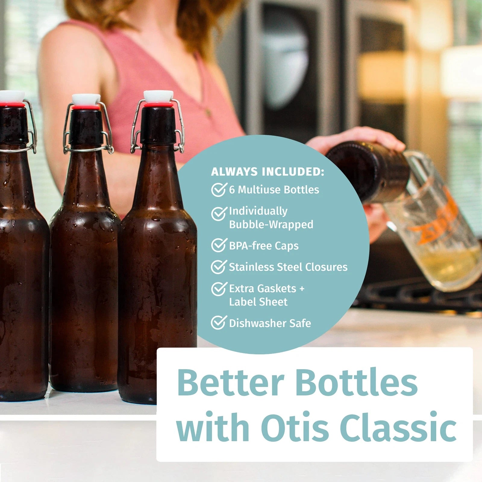 Swing Lid Glass Bottles 16 oz Amber, Set of 6, for Kombucha, Kefir, Beer Brewing | eBay