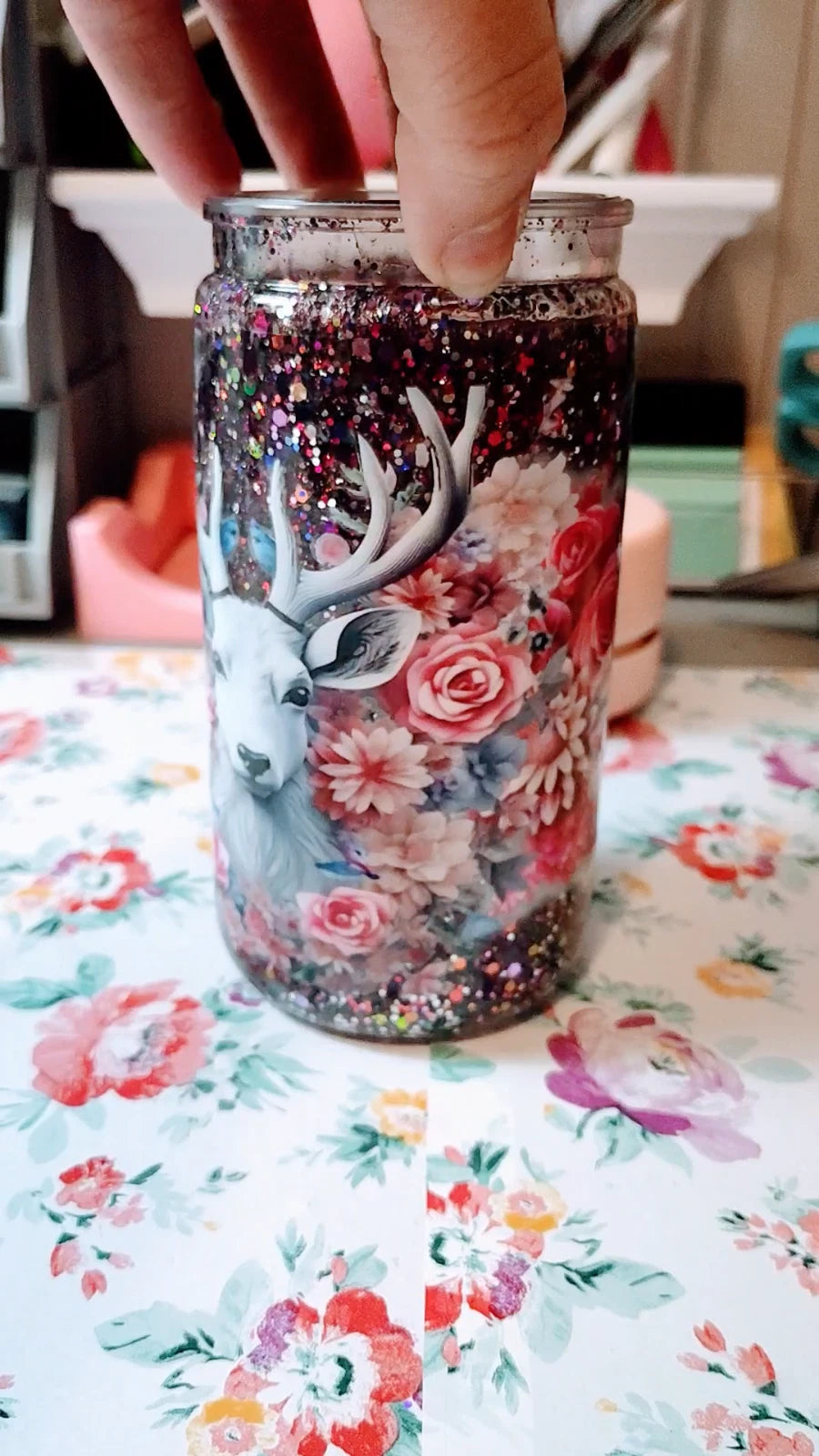 16 oz Tumbler Deer/Flowers/Glitter/Snowglobe | eBay