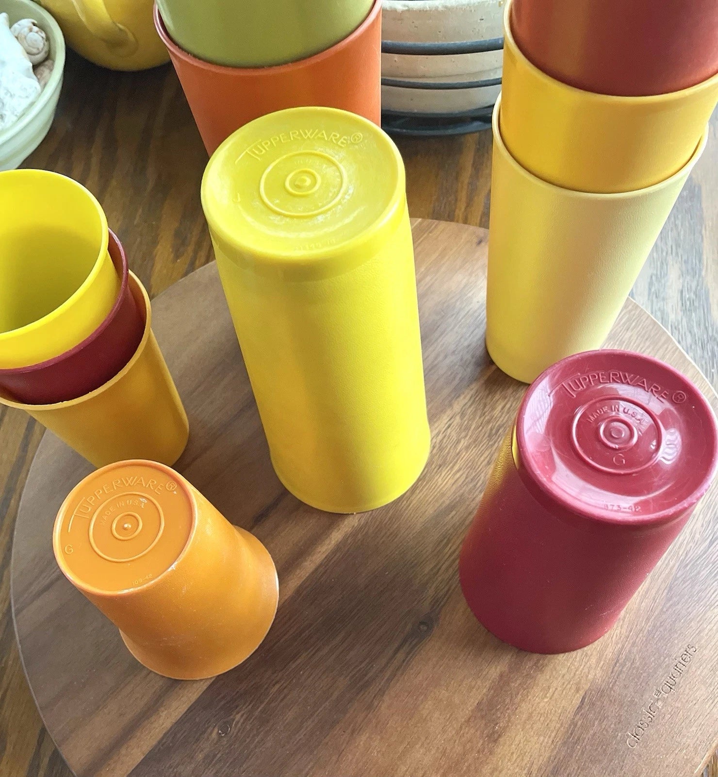 **VINTAGE** Tupperware Set of 12 Tumblers w/6 Lids - 18, 13, & 7 oz Fall Harvest | eBay