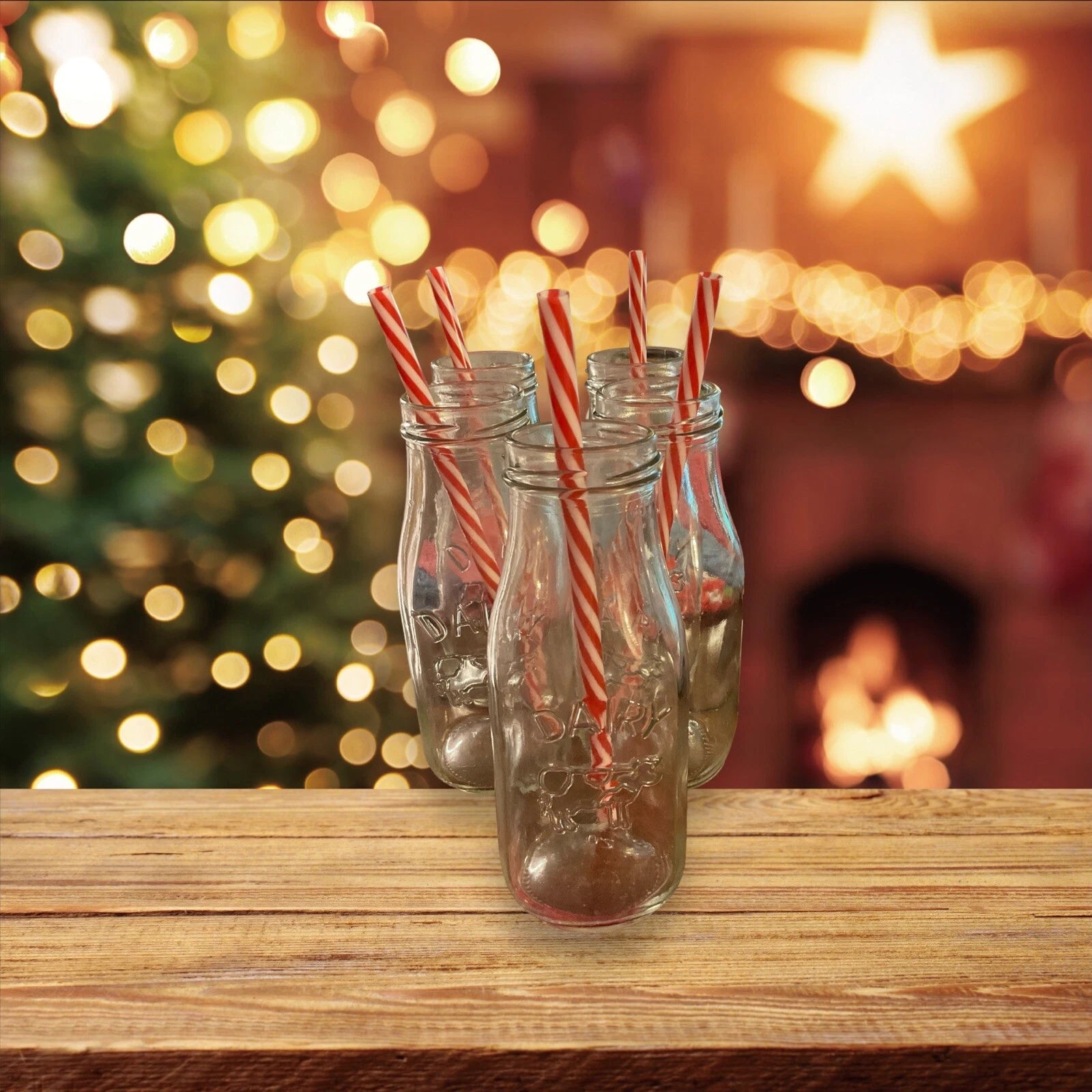 5 Reusable Glass Milk Bottles With Straws | eBay