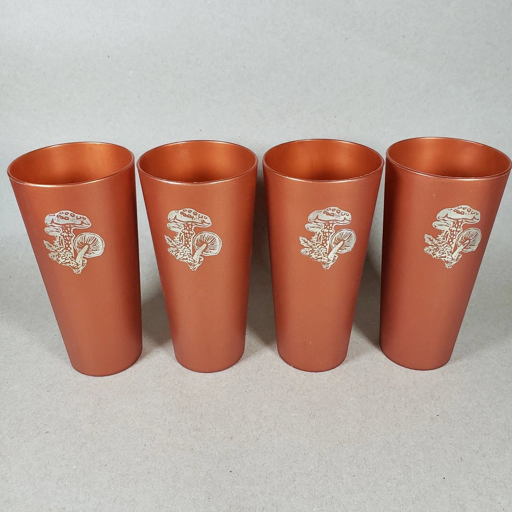 4 Vintage Nasco Silver Mushrooms on Copper Plastic Drinking Cups Tumblers 1970s | eBay