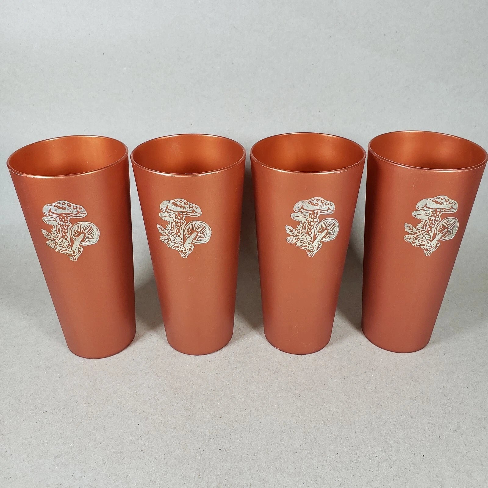 4 Vintage Nasco Silver Mushrooms on Copper Plastic Drinking Cups Tumblers 1970s | eBay