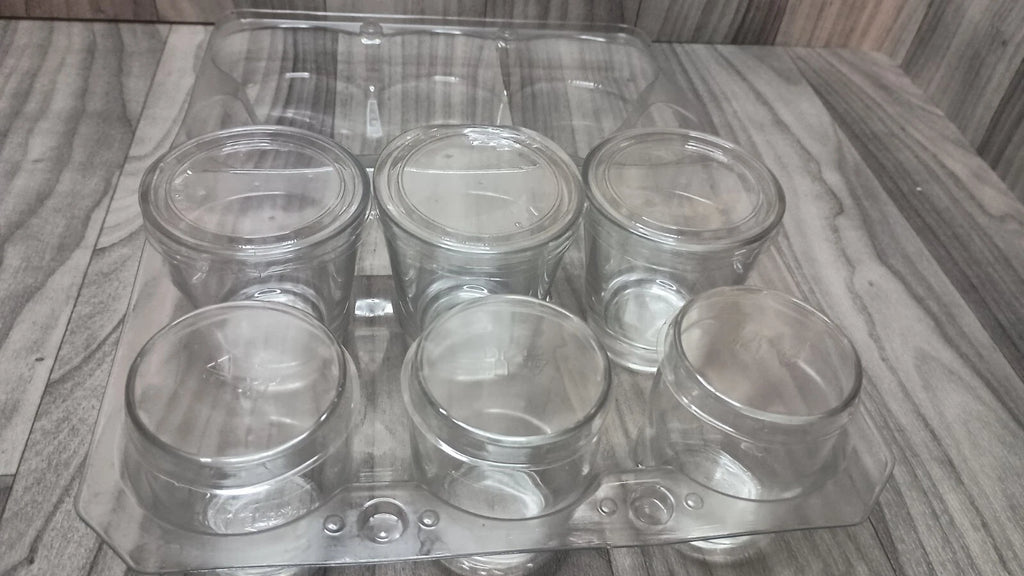 3 Mini Glass Jars And 3 Mini Glass Cups All With Plastic Lids Same Day Shipping! | eBay