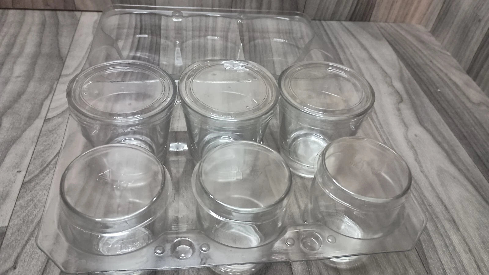 3 Mini Glass Jars And 3 Mini Glass Cups All With Plastic Lids Same Day Shipping! | eBay