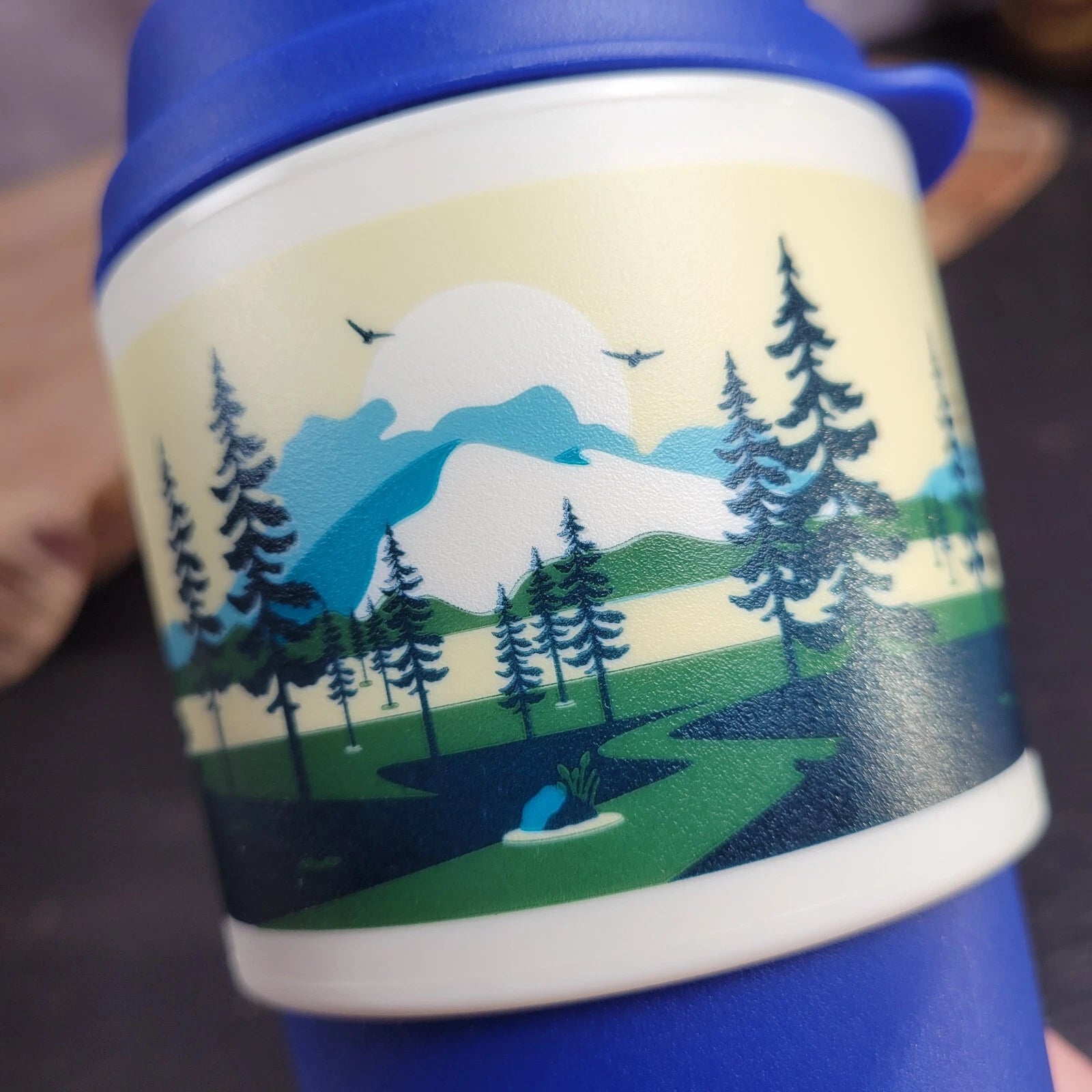 Tupperware National Park Series Woods Mountains Blue Travel Mug Cup Lid #8906A-6 | eBay