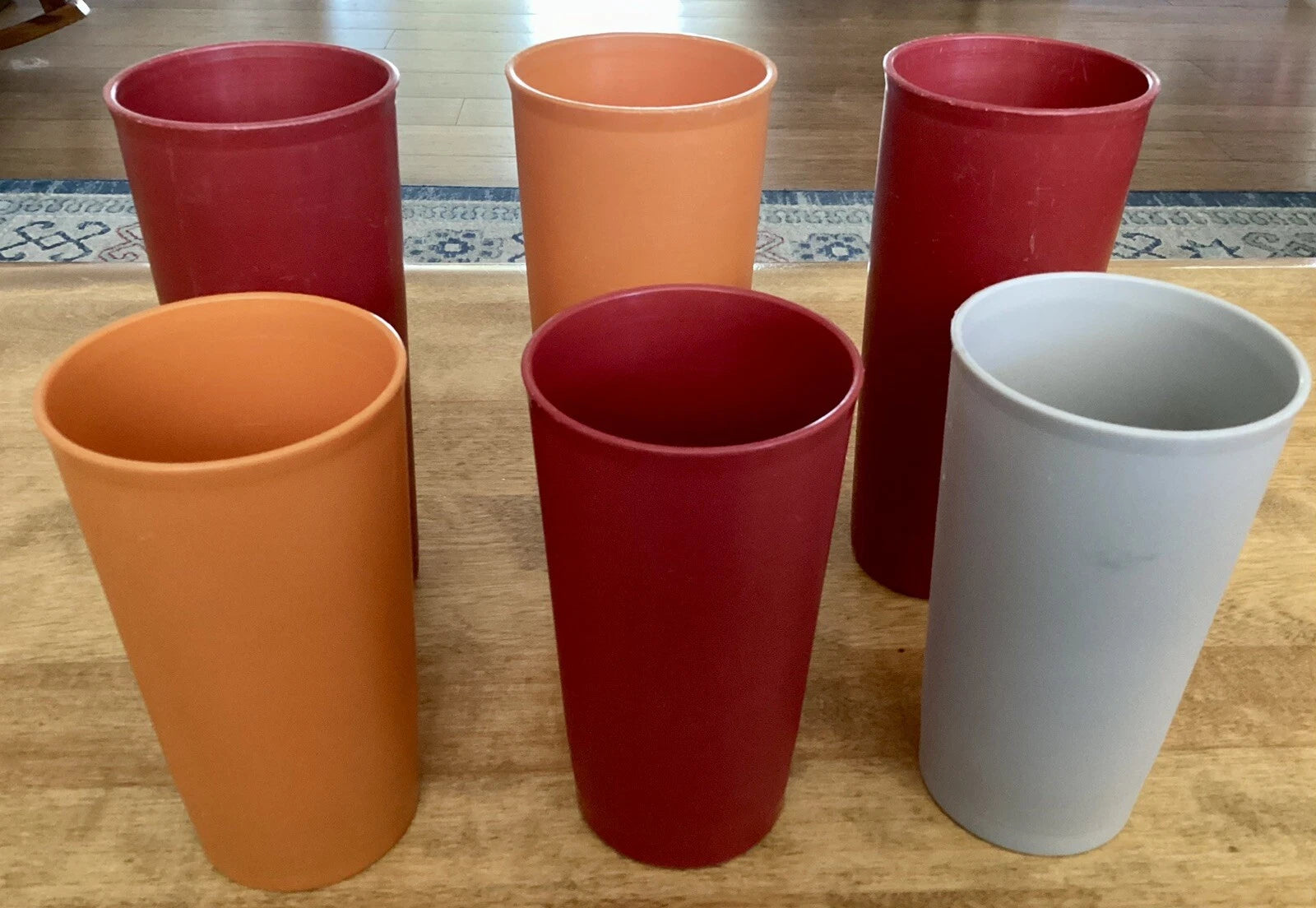 Lot of 6 VTG TUPPERWARE Tumblers, 2 Sizes, Dark Red, Orange, Gray, USA | eBay