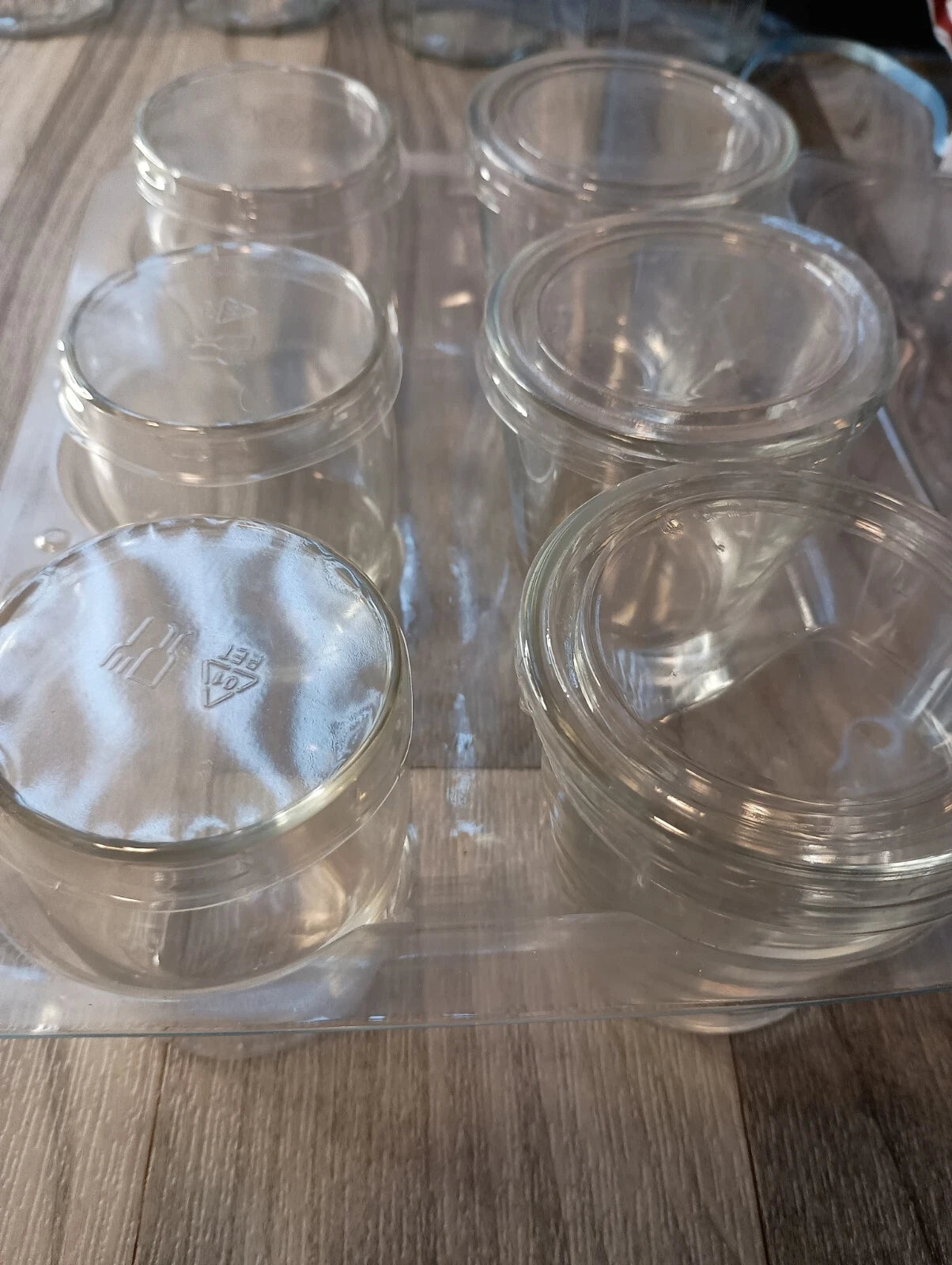 3 Mini Glass Jars And 3 Mini Glass Cups All With Plastic Lids Same Day Shipping! | eBay