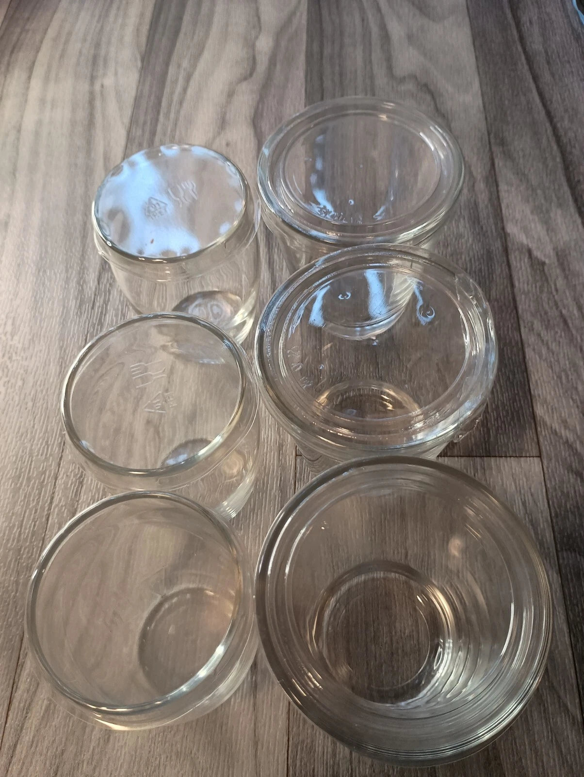3 Mini Glass Jars And 3 Mini Glass Cups All With Plastic Lids Same Day Shipping! | eBay