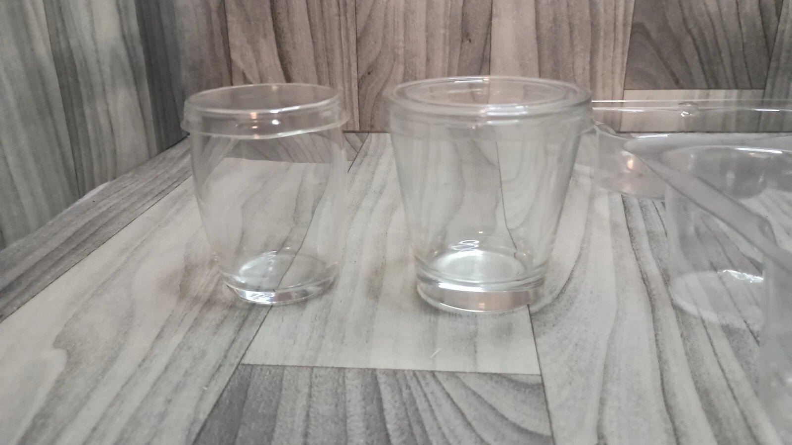 3 Mini Glass Jars And 3 Mini Glass Cups All With Plastic Lids Same Day Shipping! | eBay