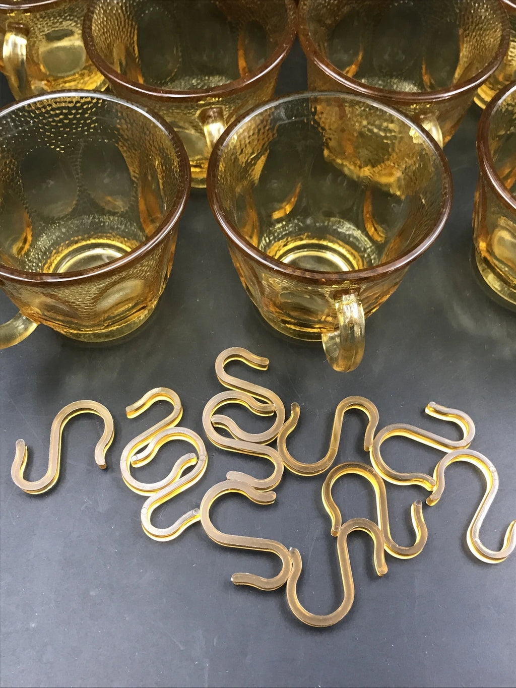 VTG 1960s Indiana Amber Glass Punch Bowl w/ 12 Cups 12 Hooks & Ladle | eBay