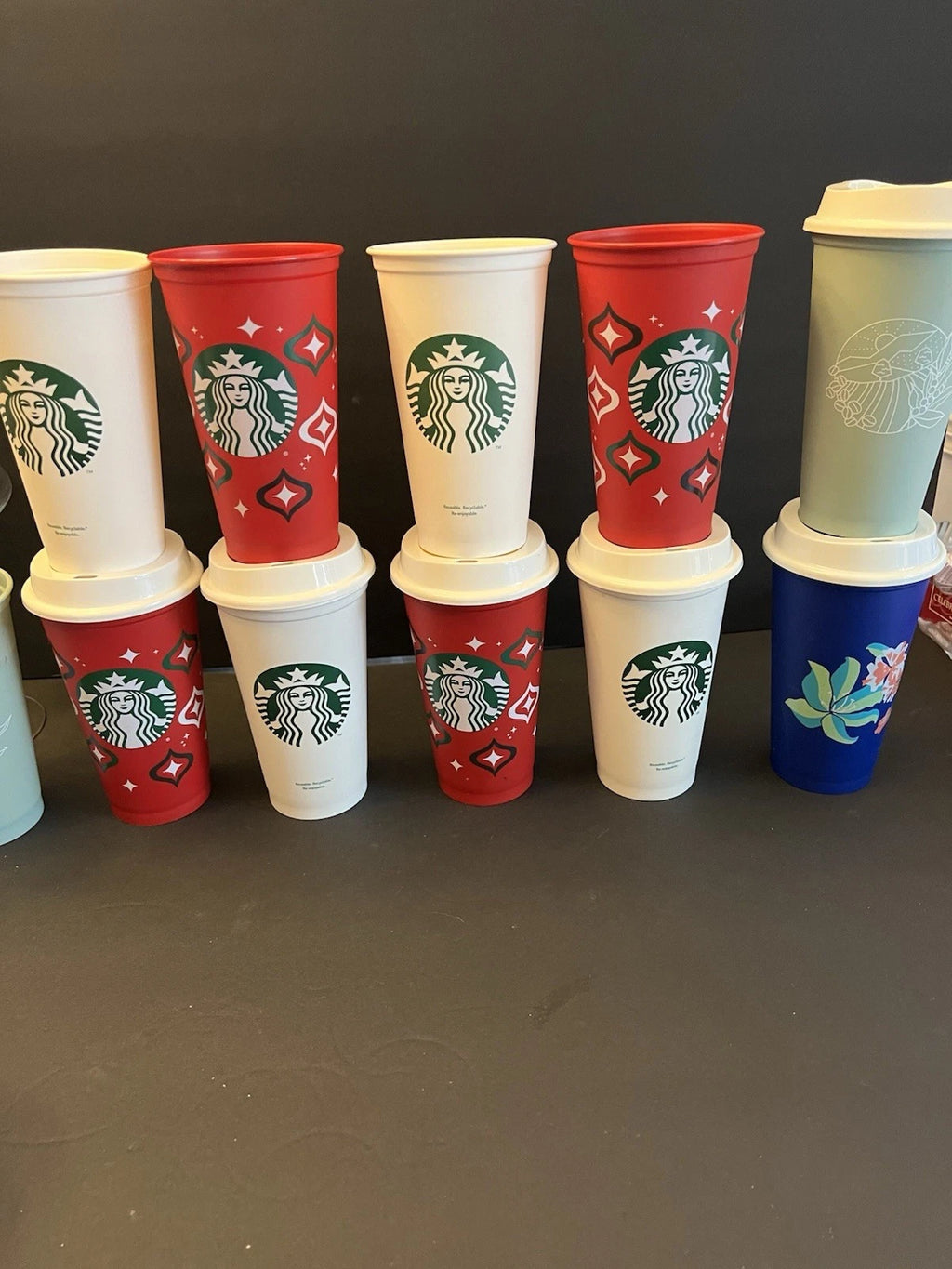 Lot of 11 Starbucks Hot/Cold Travel Cups Lids Plastic Reusable 6 Lids | eBay