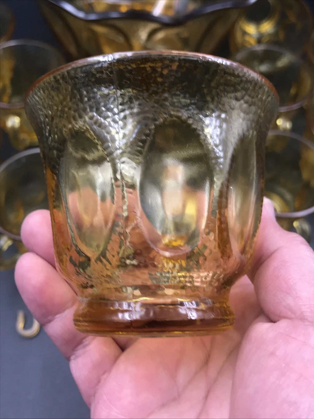 VTG 1960s Indiana Amber Glass Punch Bowl w/ 12 Cups 12 Hooks & Ladle | eBay