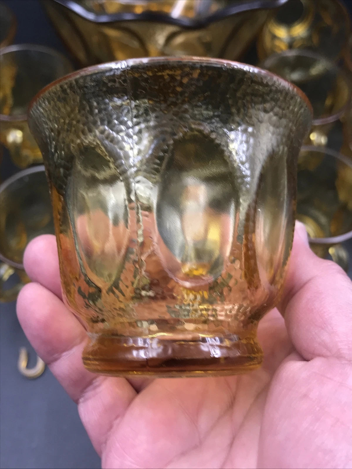 VTG 1960s Indiana Amber Glass Punch Bowl w/ 12 Cups 12 Hooks & Ladle | eBay