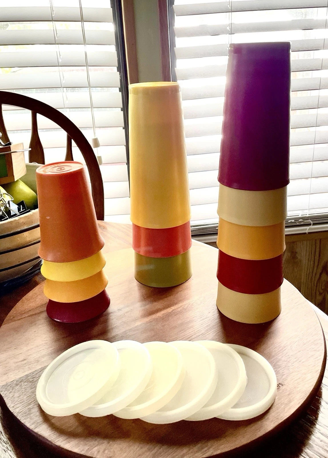 **VINTAGE** Tupperware Set of 12 Tumblers w/6 Lids - 18, 13, & 7 oz Fall Harvest | eBay