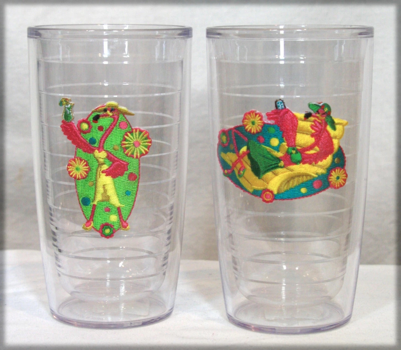 Tervis tumbler tropical flamingo 16oz Lot of 2 tumblers double wall embroidered | eBay