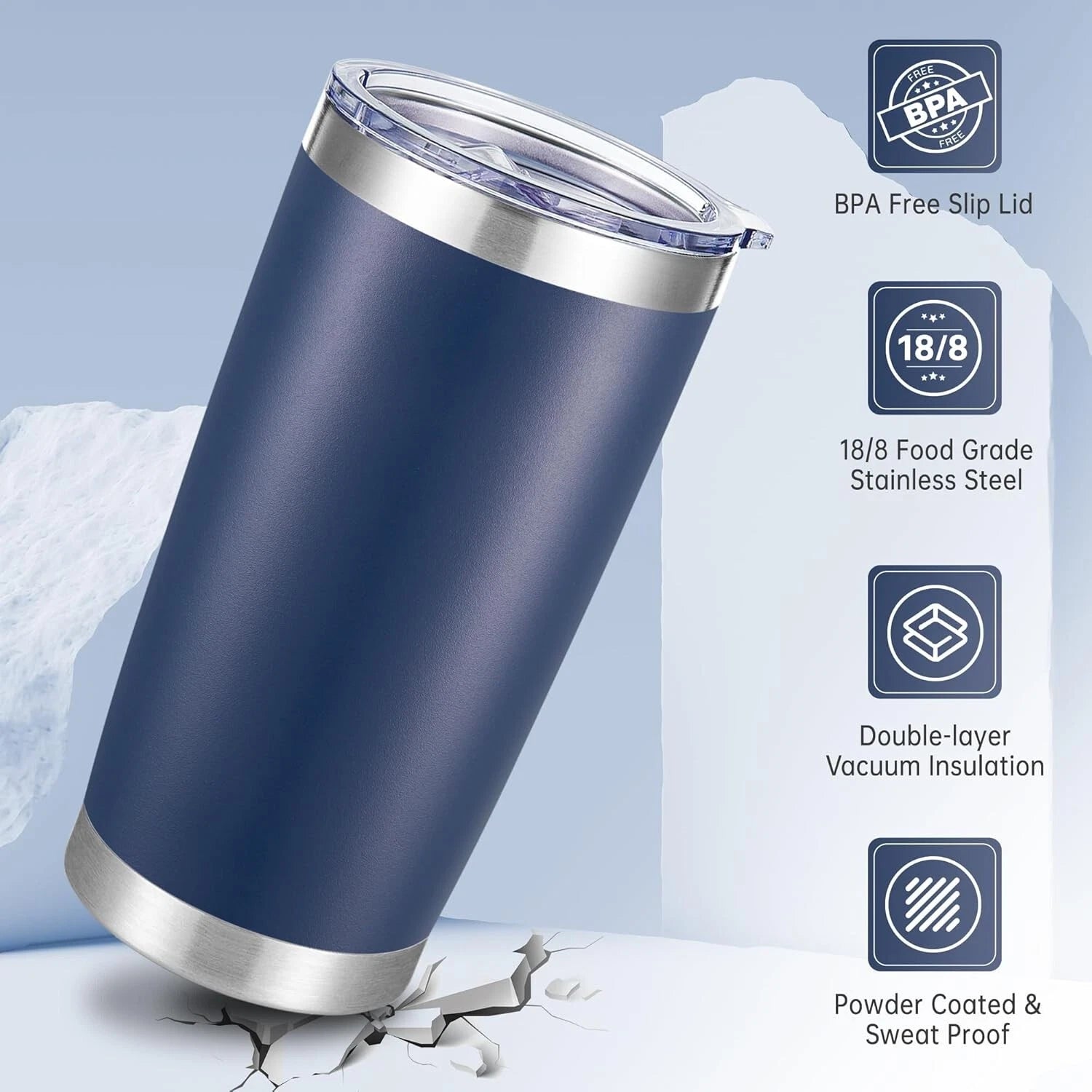 Fashionable 20 oz Vacuum Insulated Tumblers with Lid - Navy 6 Pack for Travel | eBay