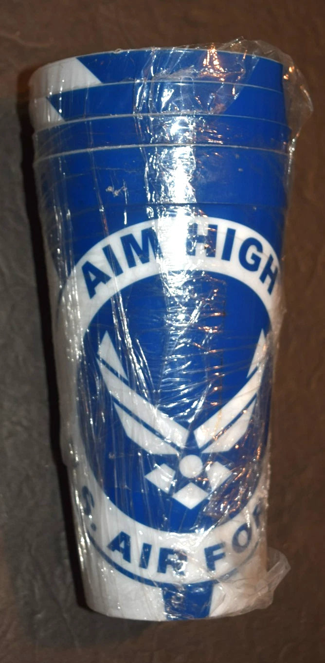 5 "AIM HIGH - U.S. AIR FORCE," BLUE and WHITE PLASTIC, (6" high) TUMBLER GLASSES | eBay