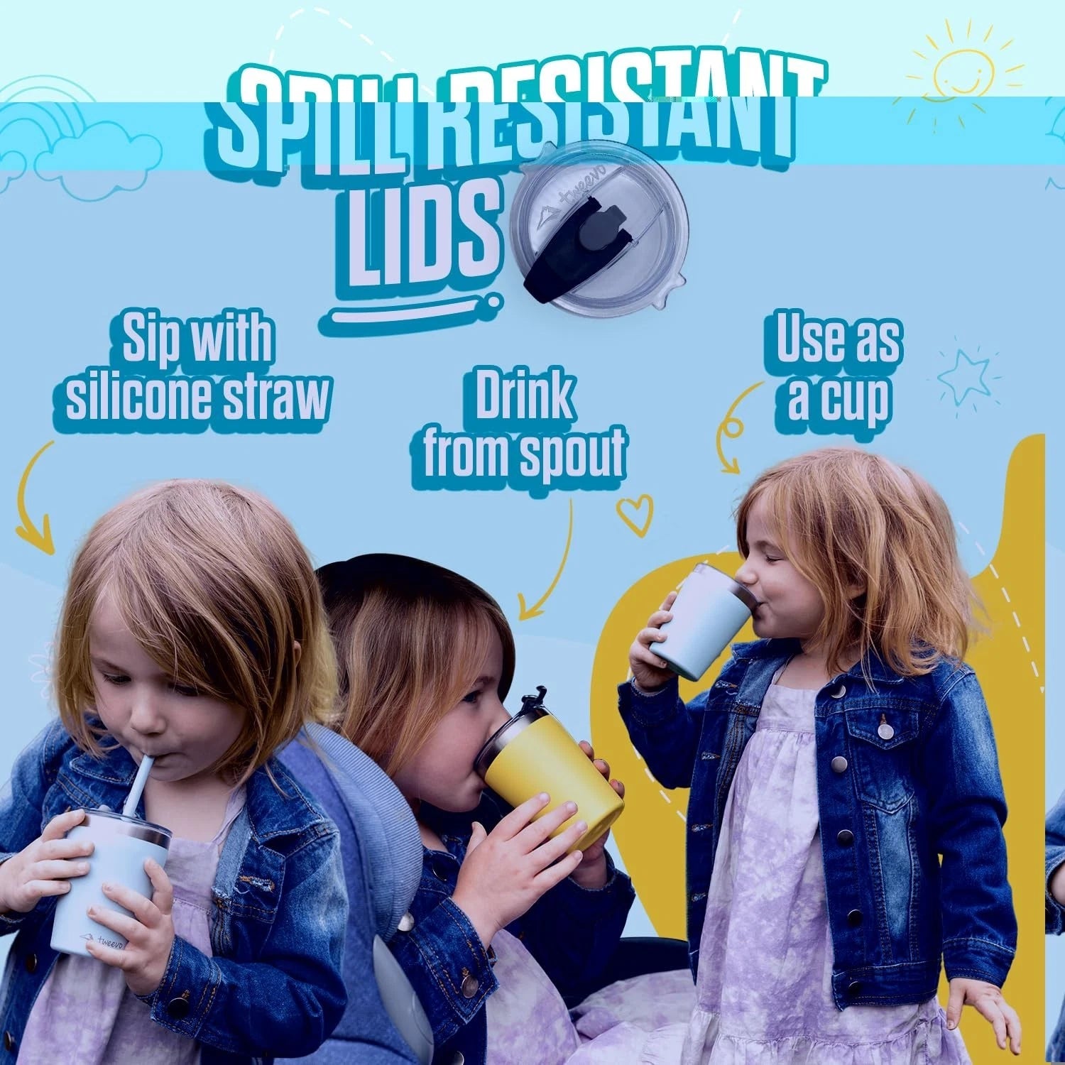 12oz Kids Stainless Steel Tumblers - Break-Resistant Set with Straws (2 Pack) | eBay