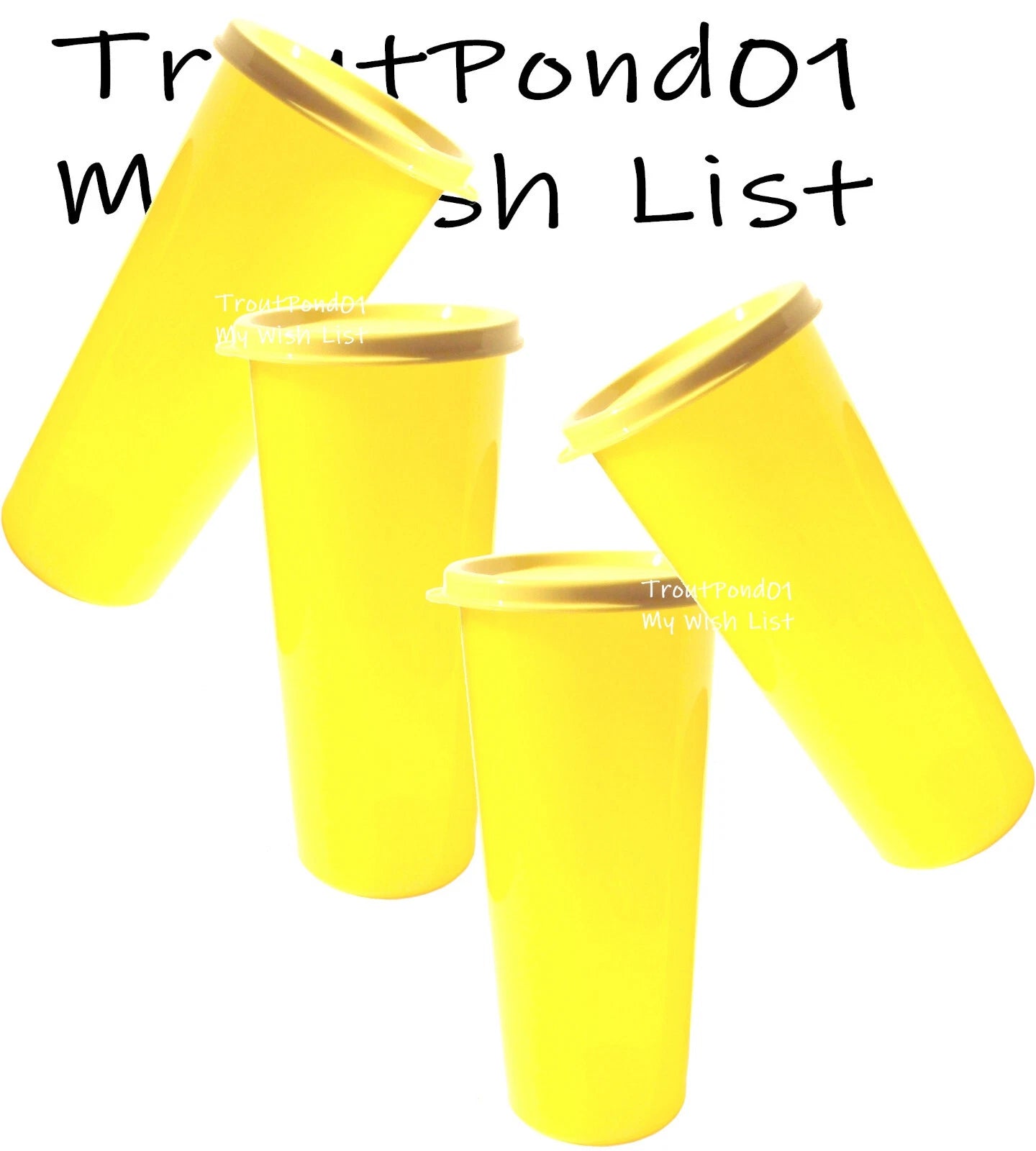 Tupperware Set 4 Tumblers 16 Oz Tall Stacking Yellow with Matching G Seals Lids | eBay