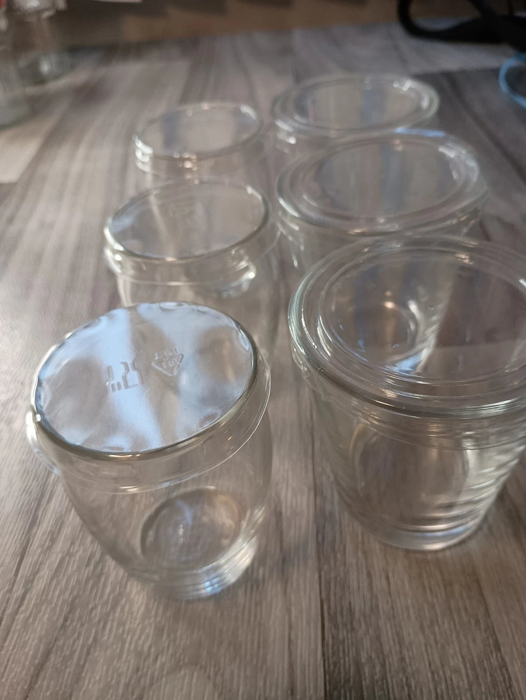 3 Mini Glass Jars And 3 Mini Glass Cups All With Plastic Lids Same Day Shipping! | eBay