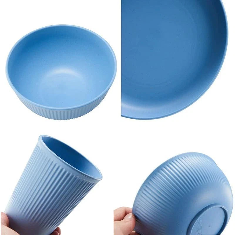 18Pcs Unbreakable Wheat Straw Dinnerware Set Reusable Kitchen Plates Cups Bowls | eBay
