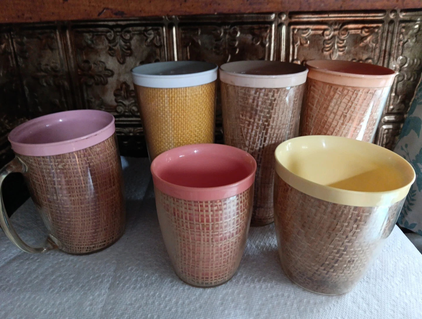 Vintage Mixed Lot Of 7 Raffiaware Plastic Insulated Drinkware | eBay